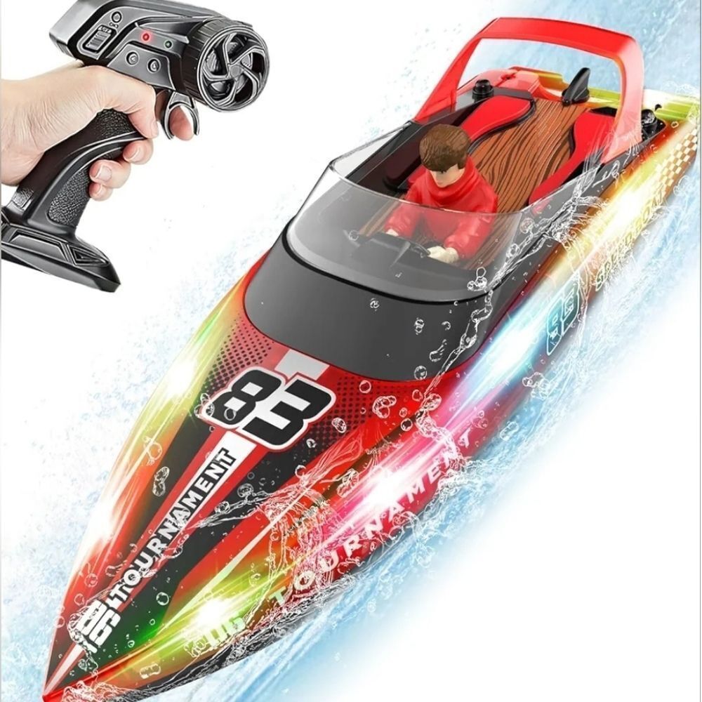 🩵NIB Red & Black Hi-Speed Racing Remote Control LED Lit Speedboat - Picture 13 of 13
